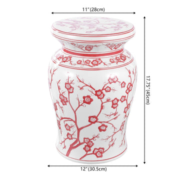 Cherry Blossom 17.7" Ceramic Garden Stool - JONATHAN Y